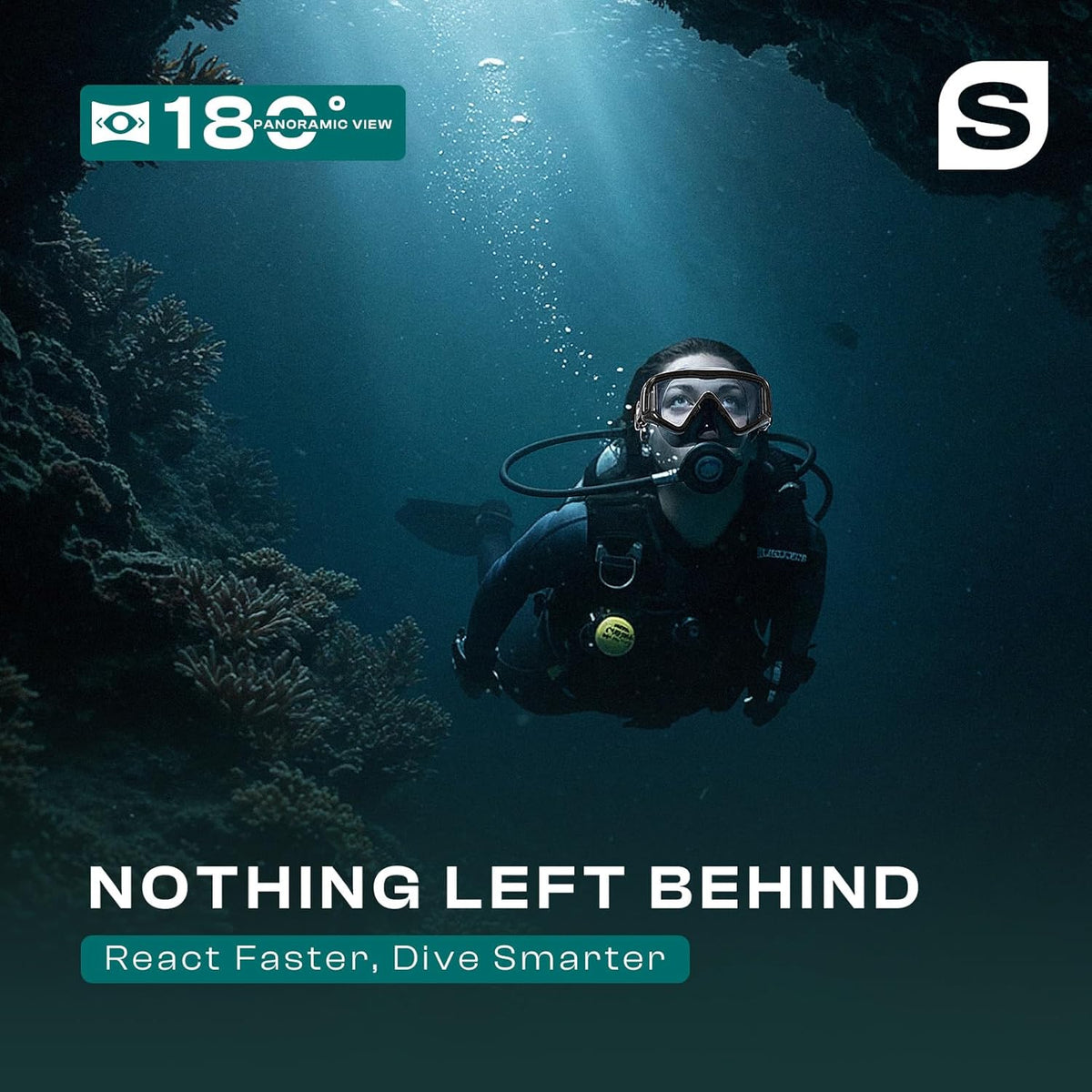 Pano 3 Scuba Diving Mask, Tempered Glass Snorkel Mask Three-Window Scuba Mask No-Leak Dive Mask Silicone Skirt Diving Mask for Snorkeling and Scuba Use