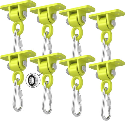 Heavy Duty Swing Hangers, Porch Swing Hanging Kit with Bearing Outdoor Playground Tree Indoor Ceiling Mount Hardware Brackets with Snap Hooks for Yoga Hammock Punching Bag Accessories 8PCS Yellow
