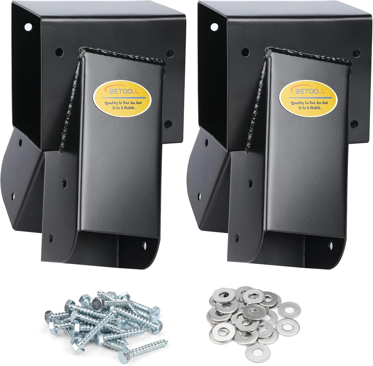 BETOOL Swing Set Brackets - 2pcs A Frame Swing Bracket Hardware with All Mounting Accessories (Black)