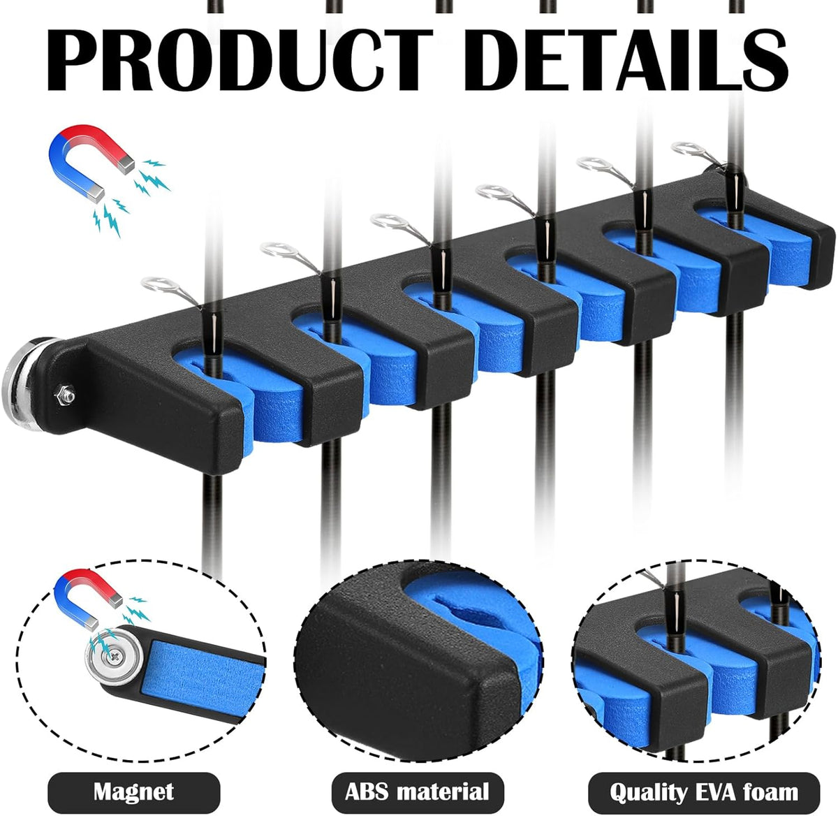 2 Pcs Magnetic Fishing Rod Holder for Car Fishing Pole Rack Vertical Rod Storage Holders for Truck Bed Boat Wall Garage Door