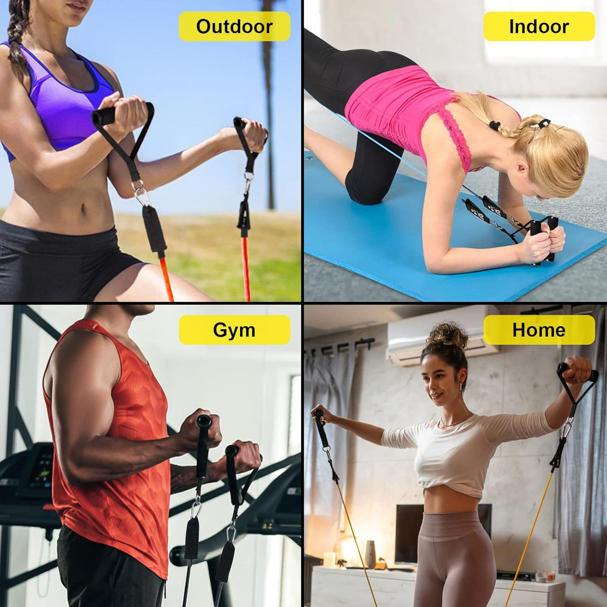 Resistance Bands Set, Workout Bands with Handles, Door Anchor, Ankle Straps and Carry Bag, Exercise Bands for Shape Body and Home Workouts