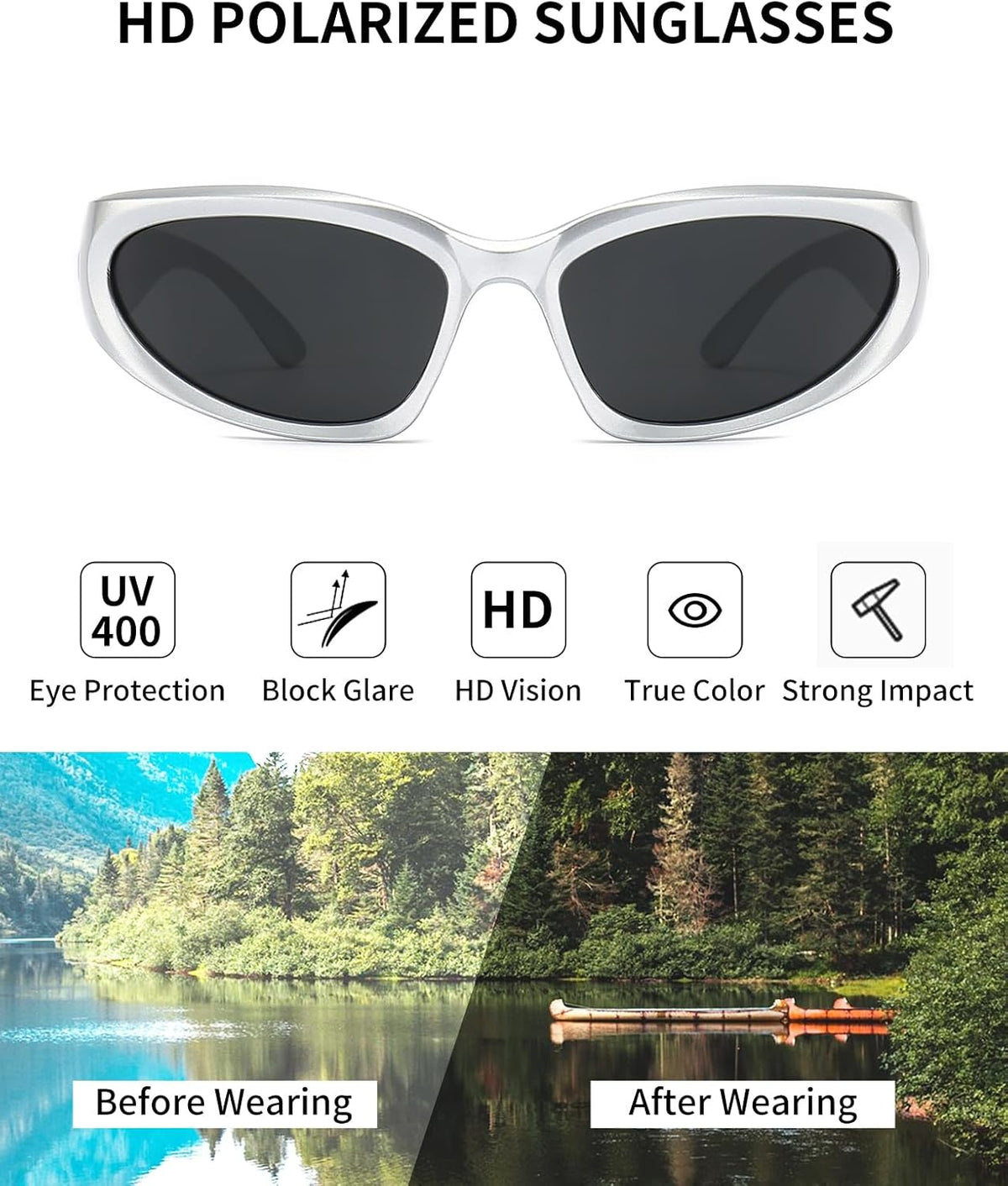 SOAR&EAGLE Y2K 3Pack Polarized sunglasses Wrap Around Men's Women's sunglasses Fashion Sport Shades Sun Glasses