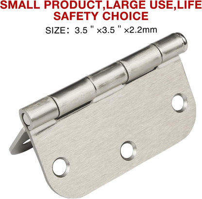 48 Pack Interior Door Hinges Brushed Nickel 3.5 Inch x 3 1/2" Rounded 5/8" Radius 3 ½"Satin Iron Bifold Residential Hinge for French Style Slab Single/Double Doors Hardware Kit Living/Bed Room