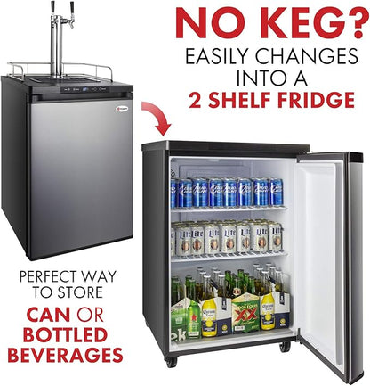 Kegco HBK309S-2 Home Brew Keg Dispenser, Stainless Steel, 2 Tap