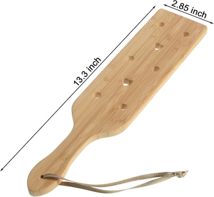 Bamboo Wood Paddle, 13.3 Inch Wooden Paddle with Airflow Holes