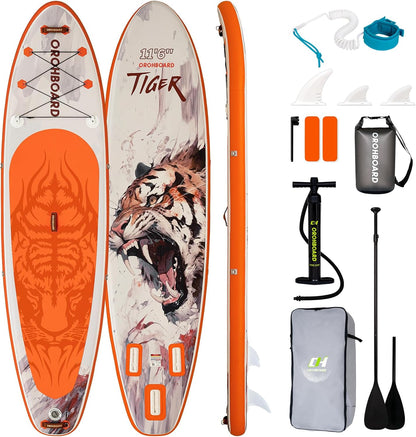 10’6/11’6 Inflatable Stand Up Paddle Board with Premium Paddleboards Accessories, Wide Stable Designed SUP Paddleboard for Adults & Youth.