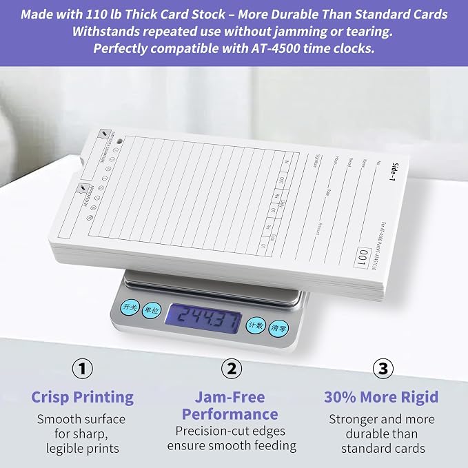 AT-4500 Time Cards, 300 Count, 6 Packs of 50, Double-Sided