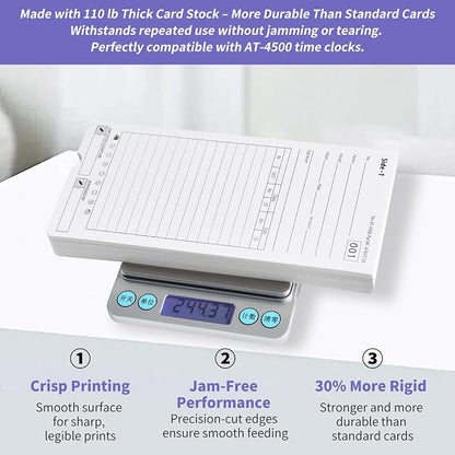 AT-4500 Time Clock Cards, 600 Pack with 2 Ink Ribbons