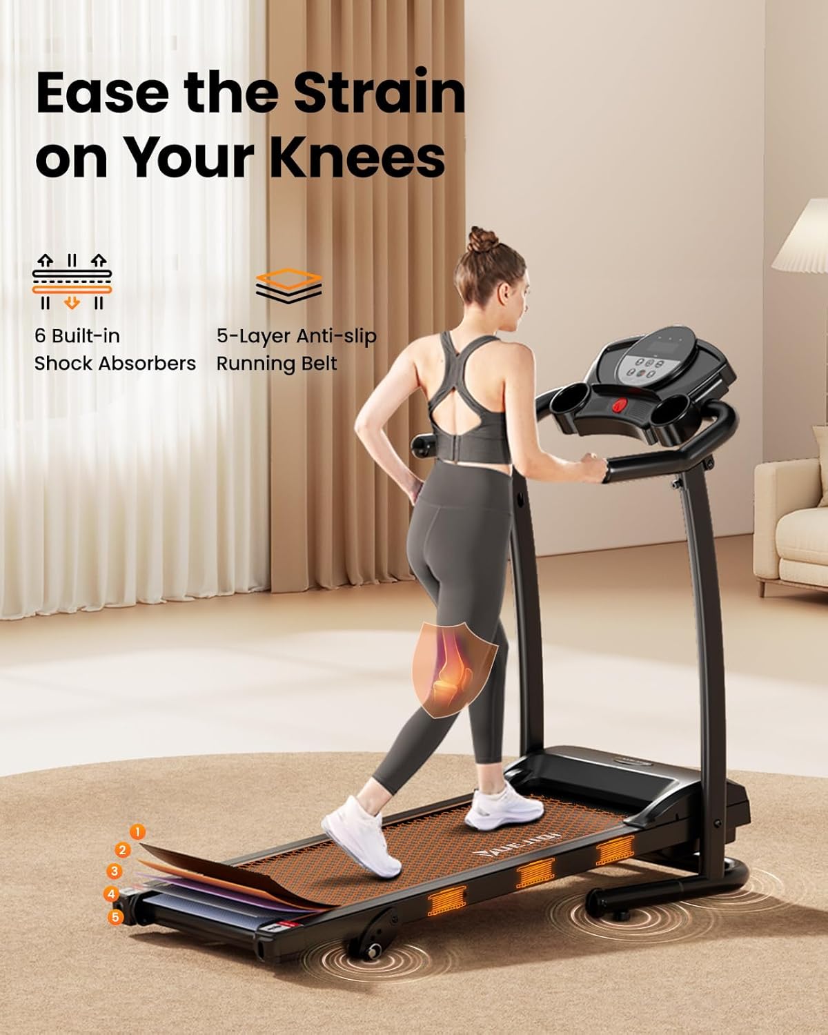 Treadmills for Home, 3.0HP Quiet Brushless Foldable Treadmill with Incline, Small Space Portable Running Walking Machine, 300 Lbs Capacity with Bluetooth APP & Pulse Monitor