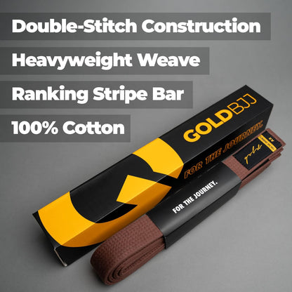 Gold BJJ Jiu Jitsu Belt - Premium Belts with Rank Bar for Stripes - IBJJF Competition Approved