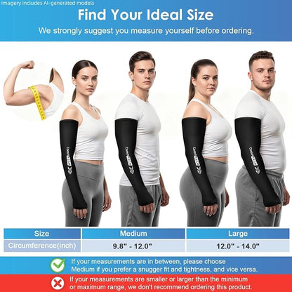 ComfiTECH Full Arm Wrist Ice Pack Wrap, Tennis Cold Sleeve, M, 2P | Flexible Extended Elbow Ice Sleeve for Pitchers, Golfers Players, Reusable Cold Brace for Muscle Comfort, Throwing Recovery