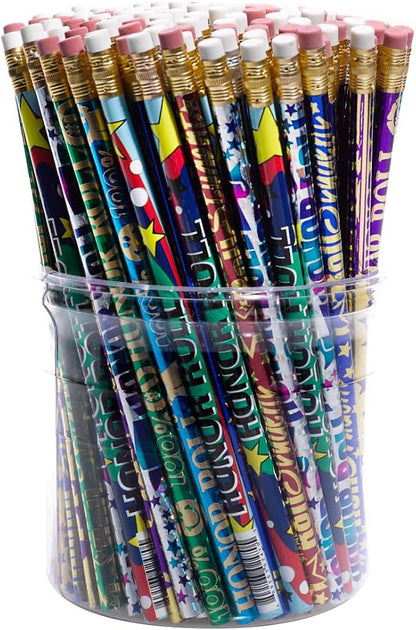 Anderson's Honor Roll Pencil Tub, Fun & Colorful Pencils, Perfect for School Supplies, Classroom Rewards, Creative Writing, Party Favors, and Motivational Gifts, Set of 144
