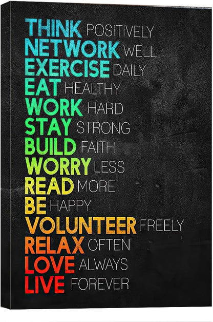Think Positively Mindset Motivational Canvas Wall Art -Inspirational Office Wall Art Poster Quotes - Canvas Artwork Picture Print Framed for Home Office Bathroom Bedroom Wall Decor-16 x20
