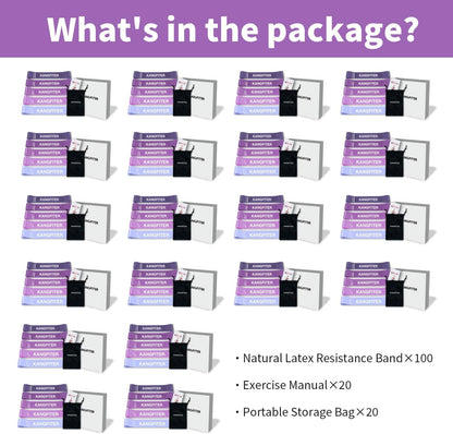 100 PCS Bulk Resistance Bands, Loop Exercise Bands Set for Gym Members Sports Class Students Gift, 5 Pieces Each Set with Storage Bag, Fitness Bands for Outdoor Home Gym Yoga Pilates