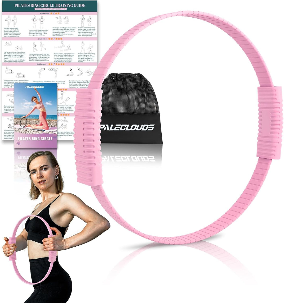 Pilates Ring, 13.5"/12" Silicone Magic Circle with Training Poster & Portable Bag, Pilates Ring Circle for Inner Thigh Workout, Yoga, Lose Weight & Physical Therapy for Women