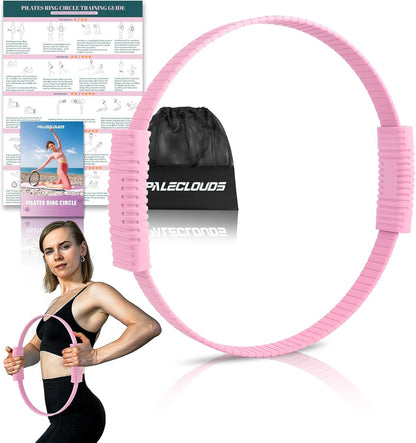 Pilates Ring, 13.5"/12" Silicone Magic Circle with Training Poster & Portable Bag, Pilates Ring Circle for Inner Thigh Workout, Yoga, Lose Weight & Physical Therapy for Women