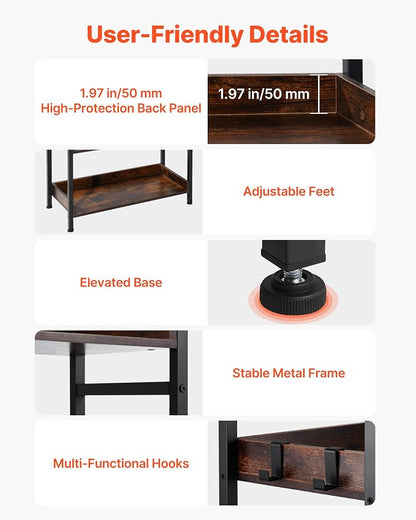 VEVOR Industrial Bookshelf, 6-Tier, Vintage Ladder Shelf Bookshelves and Bookcases, with Metal Frame, Book Organizer with Open Shelves, for Living Room, Bedroom, Kitchen, Home Office, Rustics Brown