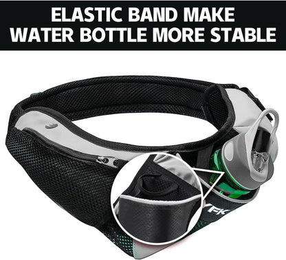 PYFK Running Belt Hydration Waist Pack with Water Bottle Holder for Men Women Waist Pouch Fanny Bag Reflective