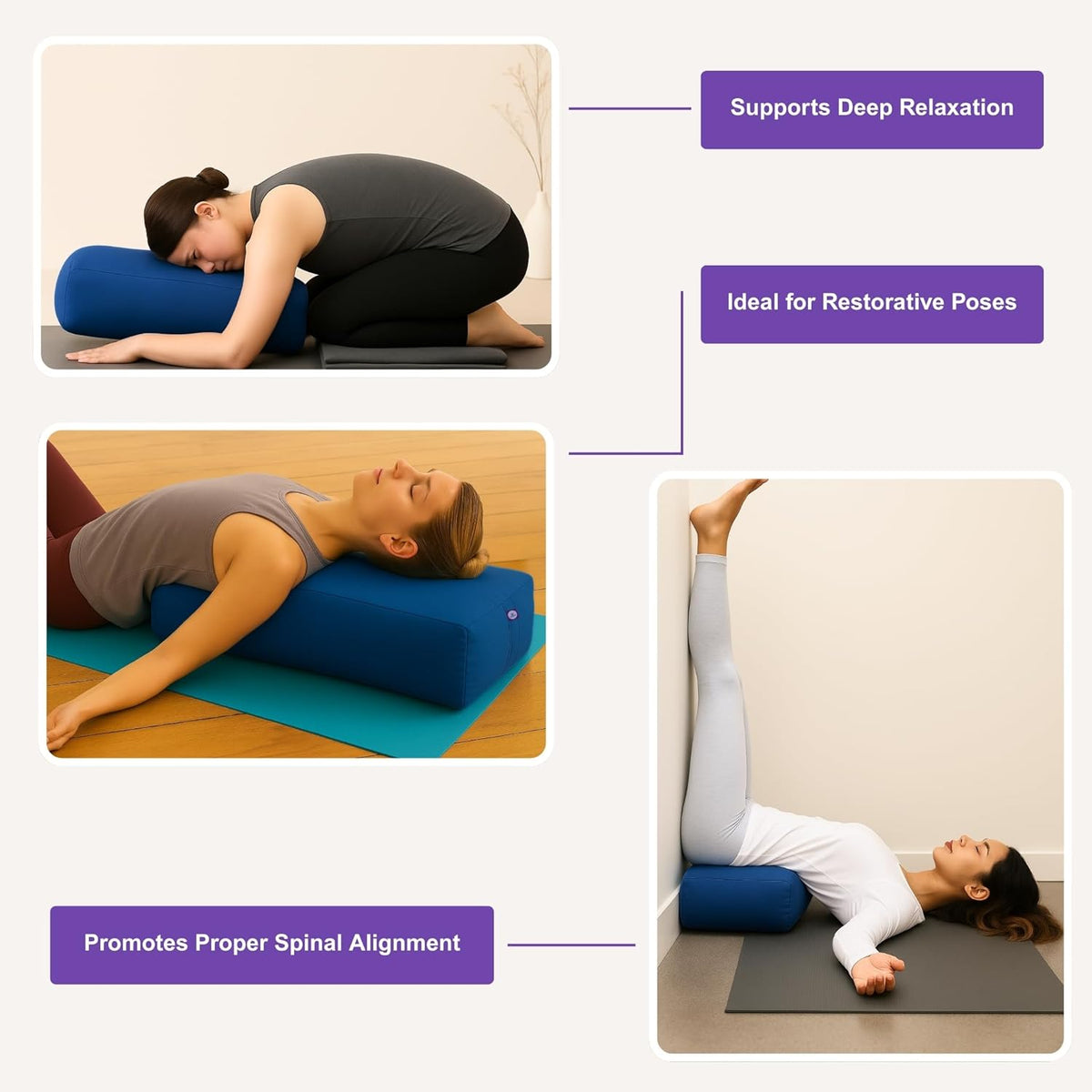Rectangular Cotton Yoga Bolster, Yoga Pillow, Yoga Cushion, Yin yoga Bolster, Iyengar yoga bolster