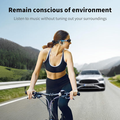 Bone Conduction Headphones, Open Ear IPX8 Waterproof Headsets Bluetooth 6.0 with Mic, Wireless Earbuds 10H Playtime Swimming Headphones for Sports, Running, Cycling