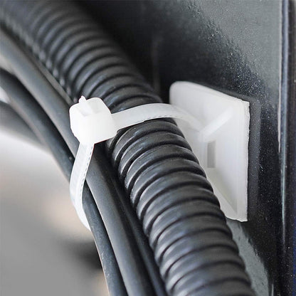 3/4" 3M Back-Glue Self Adhesive White Strong Cable Zip Tie Mounts 100pcs with 8" Ties, Screws, Outdoor Sticky Wire Fasteners Cable Clips Management Anchors Organizer Holders Squares