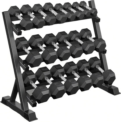 Ritafer Hex Weight Dumbbell Set with Rack Hand Weights for Strength Training Rubber Coated Dumbbells for Home Gyms Exercise & Fitness Training Muscle 5/10/15/20/25/30/35/40/45/50 lbs