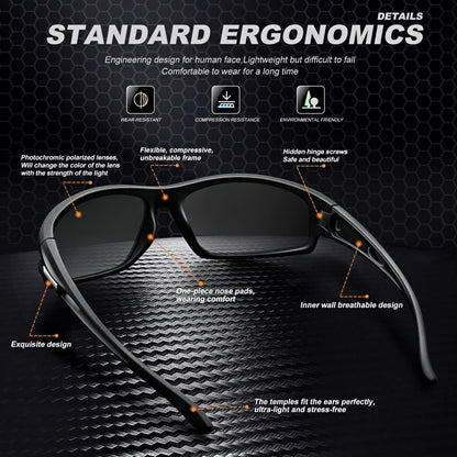 Polarized Sports Sunglasses for Men 100% UV Protection Wrap Around Unbreakable Sun Glasses for Fishing Driving