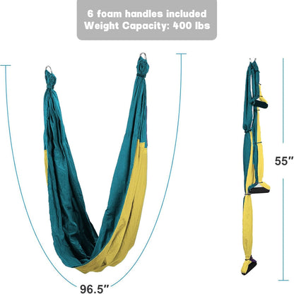 Premium Aerial Yoga Swing Hammock Inversion Therapy with 2 Free Extension Straps Easy Install for Home & Gym Fitness