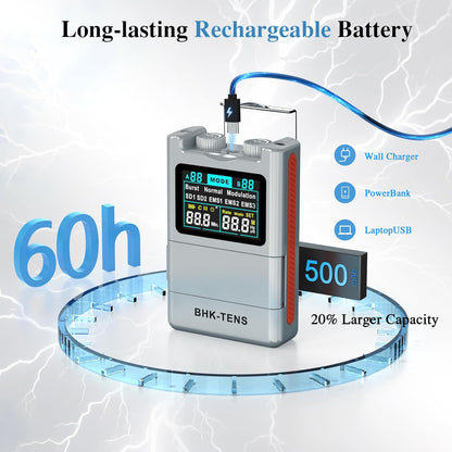DIY Pluse TENS EMS Unit Muscle Stimulator for Back Pain Relief, Rechargeable TENS Unit Machine with 8 Modes & 8 Electrode Pads. Electric TENS Massager for Chronic Pain, Muscle Relaxation, Home Use