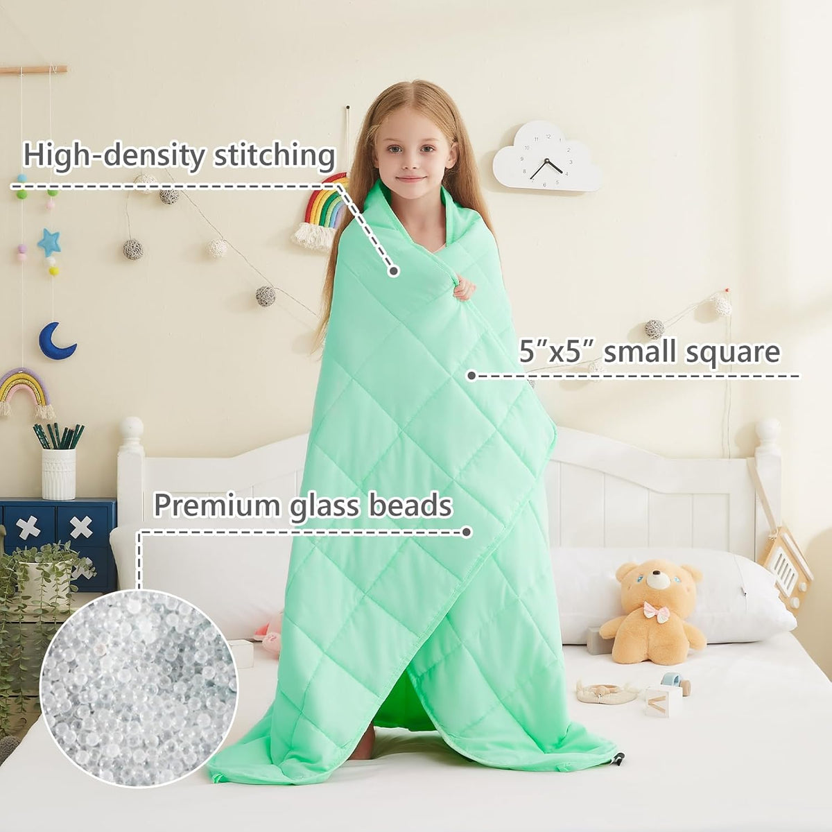L'AGRATY Weighted Blanket - 36"x48" 5lbs Weighted Blanket Microfiber Material with Glass Beads Small Blanket for All-Season Summer Fall Winter Soft Thick Blanket