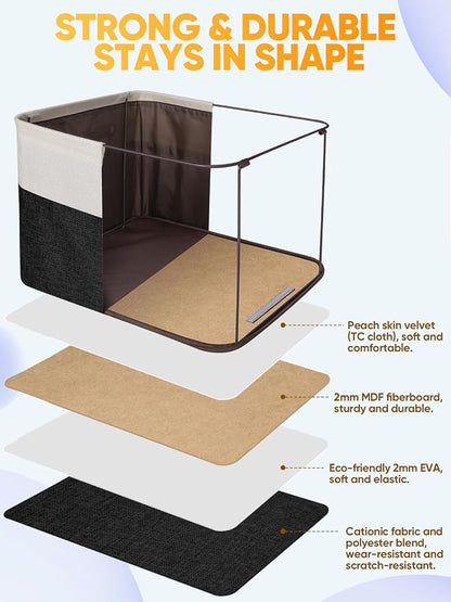 BALEINE 1 Pack Fabric Closet Storage Bins for Shelves, Linen Closet Organizers and Storage, Decorative Baskets for Organizing, Shelf, Clothes, Home, Office (Black, 12"x8"x8")
