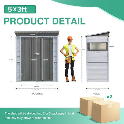 MyVoice 3x5 FT Wooden Outdoor Storage Shed with 4 Vents & 2 Adjustable Windows, DIY Cedar Tool Shed Kit, Garden Bike Firewood Storage, Waterproof Backyard Outdoor Shed for Patio, Lawn, Yard & Garage