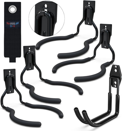 3-H Weed Eater Hanger 4 Pack,1 Garden Hose Holder,1 Extension Strap,Utility Weedeater Rack,Tool Hangers for Organizing and Hanging Weed Wacker,Leaf Blower,String Trimmer in Garden