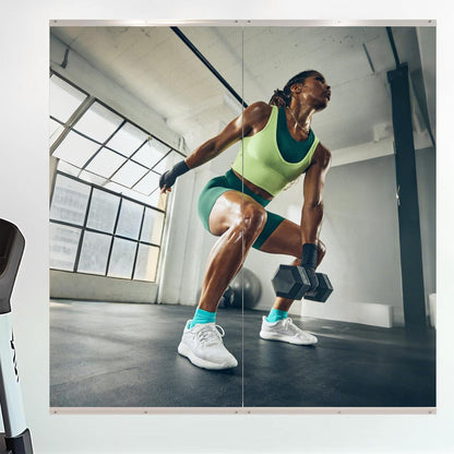 ROOMTEC Workout Mirrors for Home Gym 48"x32", Large Wall Mirror Full Length for Fitness, Yoga, Big Wall Mounted Frameless Glass Mirror for Garage, Dance Studio, Bedroom