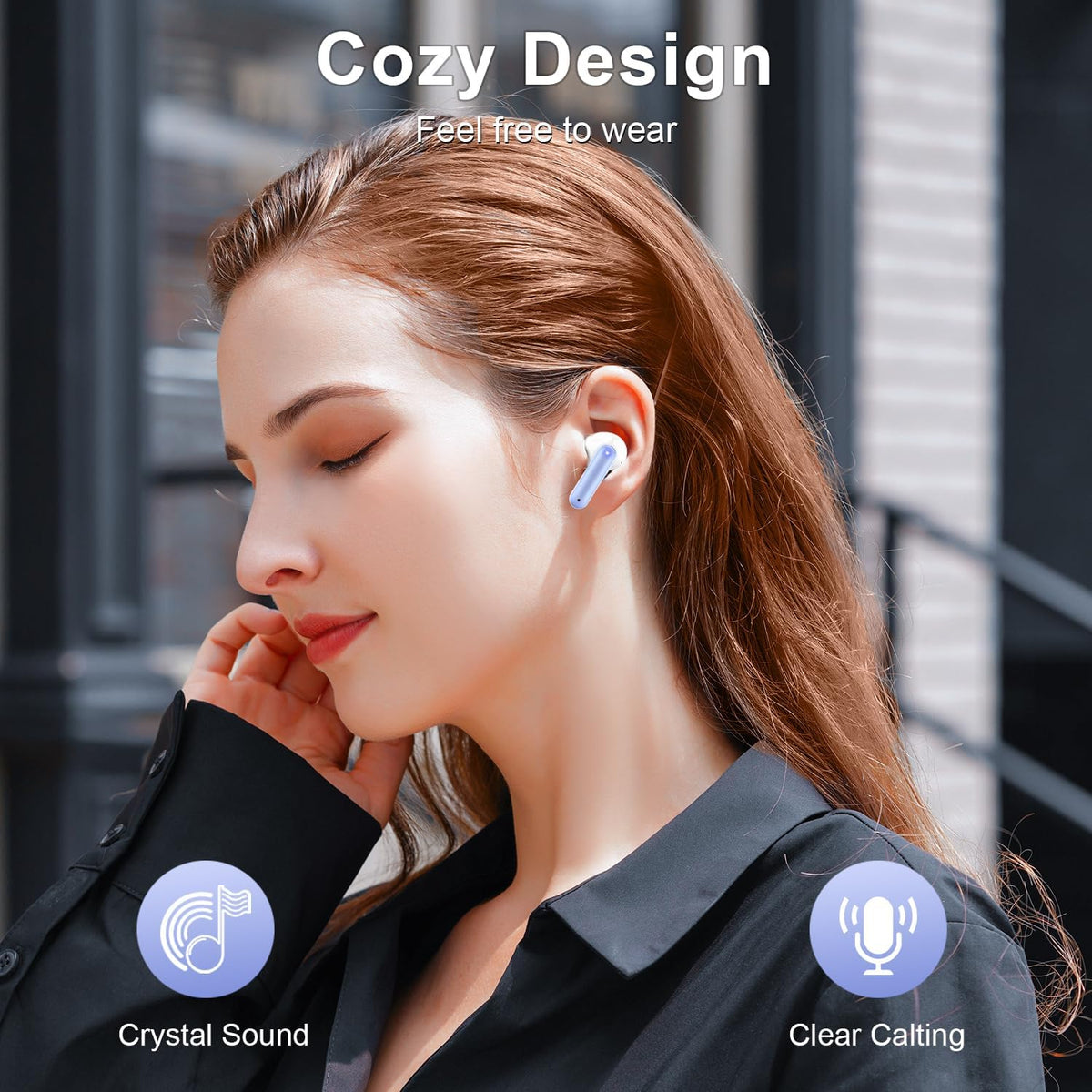ZIUTY Wireless Earbuds Bluetooth Headphones, 50H Playtime Ear Buds with Mic, LED Digital Display Charging Case, IPX7 Waterproof, Deep Bass Stereo, in-Ear Earphone for iPhone Andriod Phone