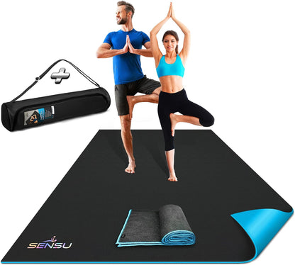 Sensu Large Yoga Mat - 7' x 5' x 9mm Extra Thick Yoga Mat for Men and Women - Non-Slip Surface for Extra Grip - Ideal for Hot Yoga, Pilates, Grounding and Meditation at Home or in Studios