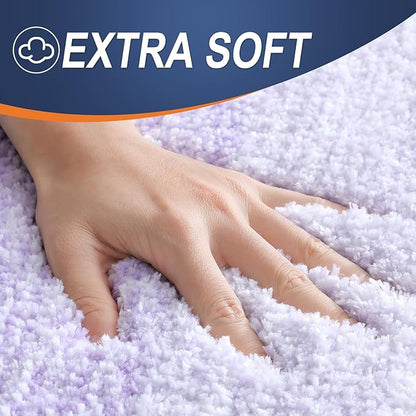 OLANLY Bathroom Runner Rugs Mat 44x24, Extra Soft Absorbent Microfiber Bath Rug, Rubber Backing, Quick Dry, Washable Long Bath Mats for Bathroom, Tub and Shower, Home Decor Accessories, Light Purple