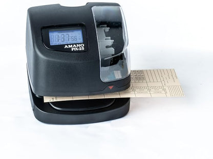 Amano PIX-25 Automatic Date & Time Stamp Machine, Digital Document Stamper for Office, WWVB Atomic Signal Synchronization, Electronic Employee Clock, Made in USA