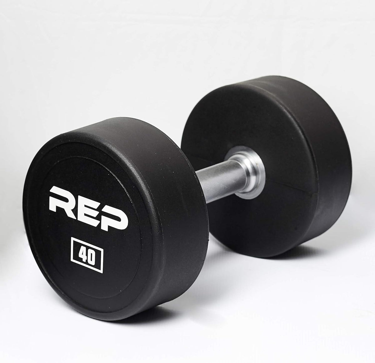 REP Fitness Urethane Coated Round Dumbbells, 5 to 100 lbs, Singles or Pairs, With or Without Rack, Steel Core, Rubber Encased, Chrome Handles, Professional Weights for Home Gym Strength Training