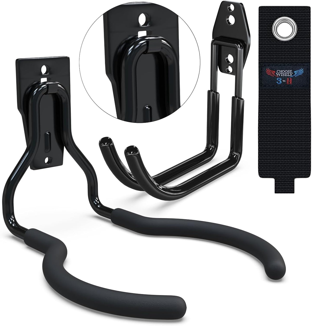 3-H Weed Eater Hanger 1 Pack,1 Large Garage Wall Hooks,1 Extension Strap,Utility Weedeater Rack,Tool Hangers for Organizing and Hanging Weed Wacker,Leaf Blower,String Trimmer,Power Tool in Garden