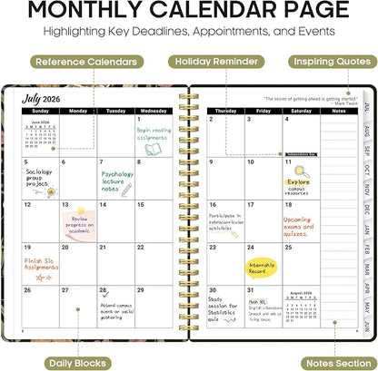 Academic Planner 2026-2027, Jul 2026-Jun 2027 Monthly & Weekly Planner