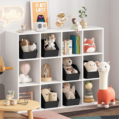 Homsorout Large Closet Storage Cubes - Closet Storage Bins with Dual Handles for Clothes, Towels, Toys, Shelf Organizer Bins for Bedroom, Nursery, Shelves, Small Spaces, Black, 6 Pack