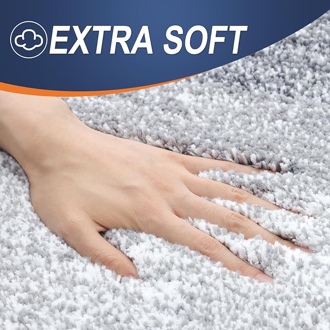 OLANLY Small Bathroom Rugs Mat 24x16, Extra Soft Absorbent Microfiber Bath Rugs, Rubber Backing, Quick Dry, Washable Bath Mats for Bathroom Floor, Tub and Shower, Home Decor Accessories, Light Grey