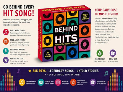 Behind the Hits 2027 Daily Desk Calendar: Boxed Page-a-Day Music Trivia Calendar with Day-to-Day Stories Behind Legendary Songs & Chart-Topping Moments