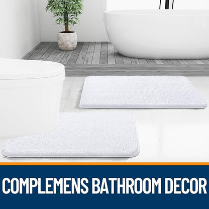 OLANLY Bathroom Runner Rugs 47x24, Extra Soft Absorbent Chenille Bath Rugs, Rubber Backing Quick Dry, Machine Washable Long Bath Mats for Bathroom Floor, Tub and Shower, Home Decor Accessories, White