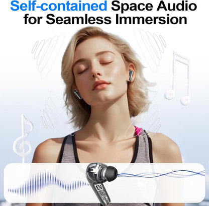kurdene Wireless Earbuds Bluetooth 5.4 Headphones 60H Playtime Deep Bass Stereo Ear Buds with Mic Comfort Lightweight in Ear Earphones for Workout/Running Charcoal