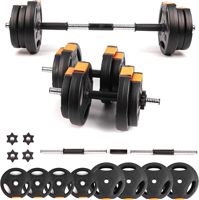Phoenix Fitness Dumbbells Weight Set, Adjustable 2 in 1 Barbell Set for Exercise, Muscle and Strength Training