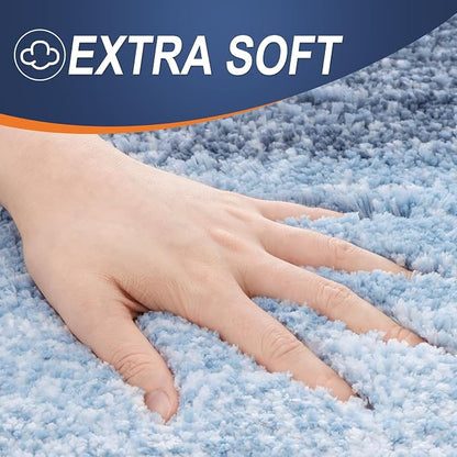 OLANLY Bathroom Runner Rugs Mat 70x20, Extra Soft Absorbent Microfiber Bath Rugs, Rubber Backing, Quick Dry, Washable Long Bath Mats for Bathroom Floor, Tub and Shower, Home Decor Accessories, Blue