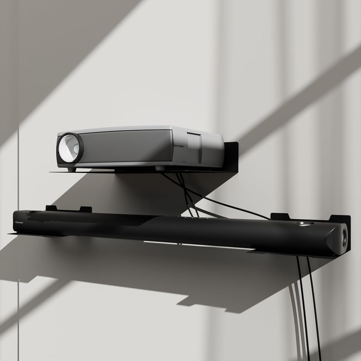 Floating Metal Wall Mount Shelf,Shelf for Projector,TV Cable Box,Router,Speaker,Sound Bar,Camera,Gaming,Decor Display (1, Medium)