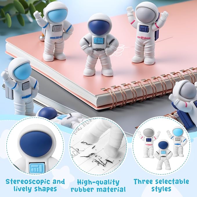 Resurhang 144 Pcs Space Themed Erasers Astronaut Figurines Eraser